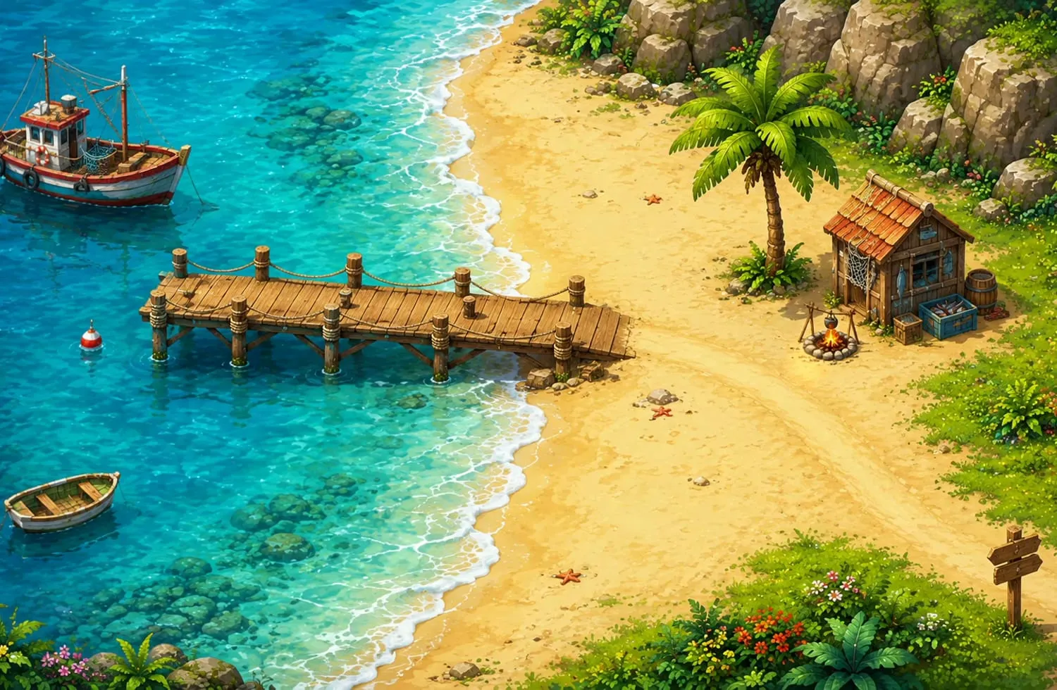 แมพ ท่าเรือทะเล ในเกม Fishbone Cast
